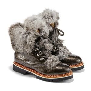 NWT Gorsuch Rabbit Fur-Lined Croc Apres Ski Boots 9